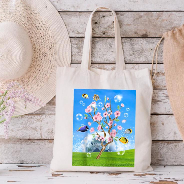Frutiger Aero Aesthetic Tech Cherry Blossom Fishes Bubbles Raglan Baseball Tee Canvas Tote Bag Frutiger Aero Aesthetic Tech Cherry Blossom Fishes Bubbles Raglan Baseball Tee Canvas Tote Bag