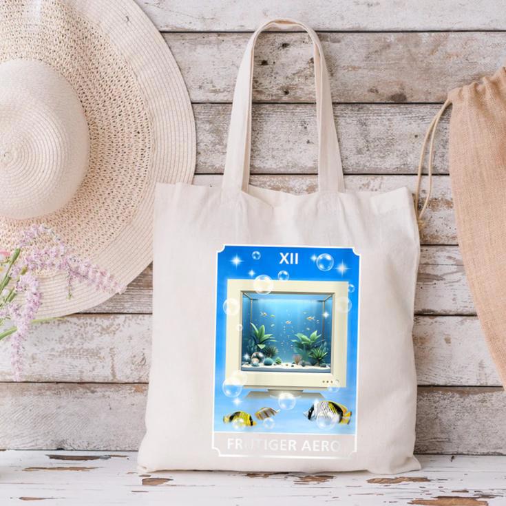Frutiger Aero Aesthetic Tech Computer Aquarium Tarot Card Canvas Tote Bag Frutiger Aero Aesthetic Tech Computer Aquarium Tarot Card Canvas Tote Bag