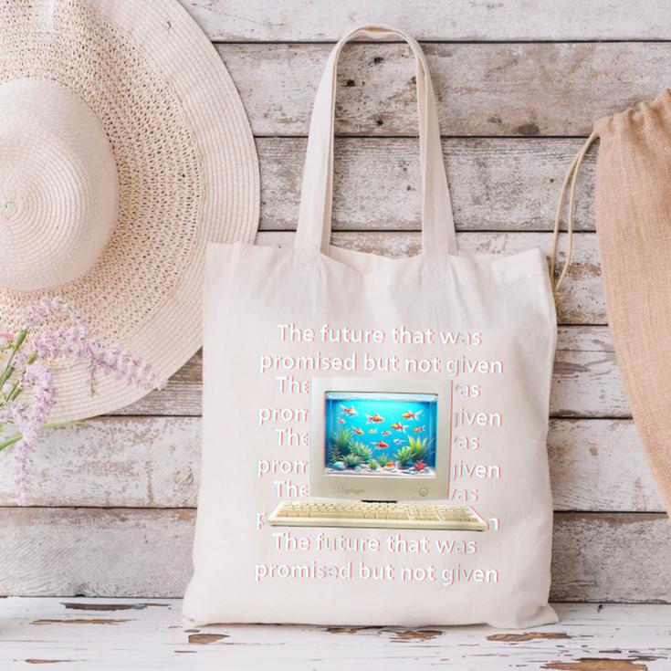 Frutiger Aero Aesthetic Tech The Future That Was Promised Canvas Tote Bag