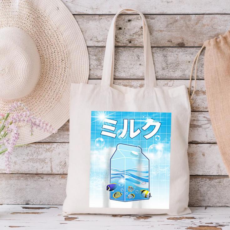 Frutiger Aero Aesthetic Tech Kawaii Milk Underwater Fishes Raglan Baseball Tee Canvas Tote Bag Frutiger Aero Aesthetic Tech Kawaii Milk Underwater Fishes Raglan Baseball Tee Canvas Tote Bag