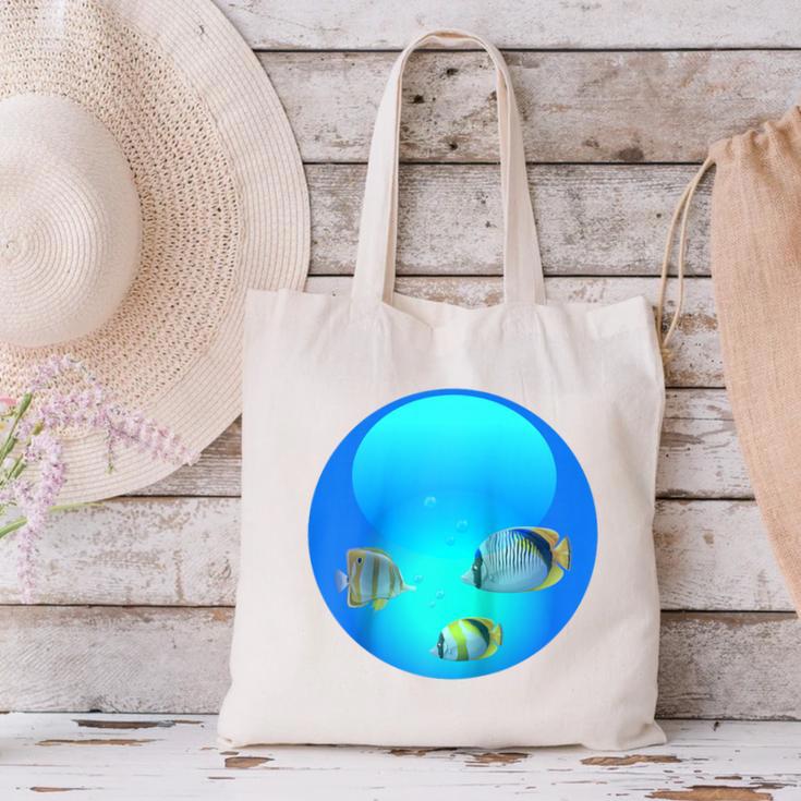Frutiger Aero Aesthetic Tech Orb Fishes Raglan Baseball Tee Canvas Tote Bag