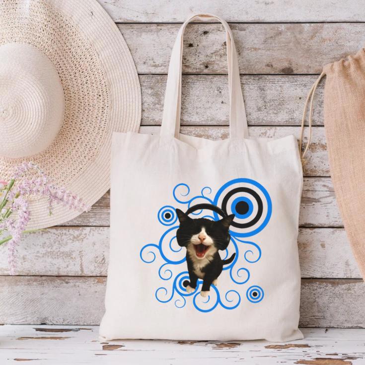 Frutiger Aero Cat Meme Headphone Kitty Cat Lover Canvas Tote Bag Frutiger Aero Cat Meme Headphone Kitty Cat Lover Canvas Tote Bag