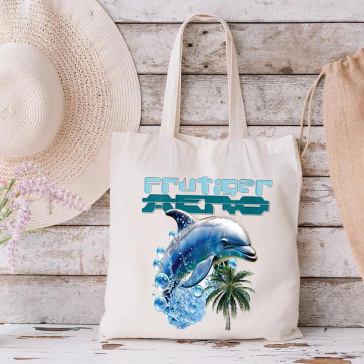 Frutiger Aero Splashy Dolphin Y2k Aesthetic Graphic Canvas Tote Bag Frutiger Aero Splashy Dolphin Y2k Aesthetic Graphic Canvas Tote Bag