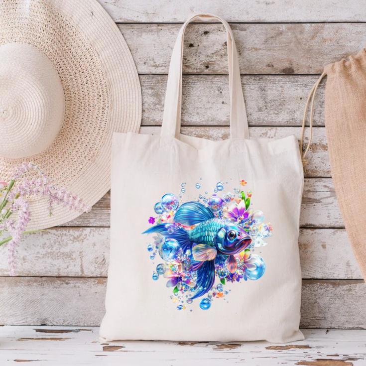 Frutiger Aero Y2K Fish Canvas Tote Bag