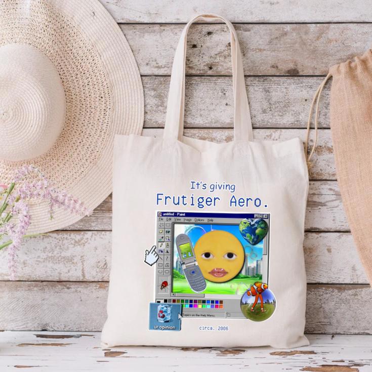 Frutiger Aero Y2K Meme Graphic 2000s Nostalgia Canvas Tote Bag