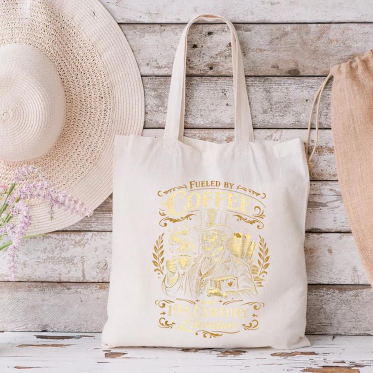 Fueled By Coffee And 19th Century Literature Book Tee Canvas Tote Bag