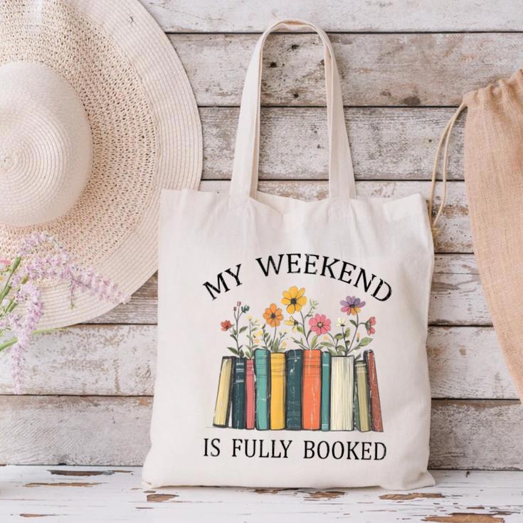 My Weekend Is Fully Booked Cozy Bookish Canvas Tote Bag My Weekend Is Fully Booked Cozy Bookish Canvas Tote Bag
