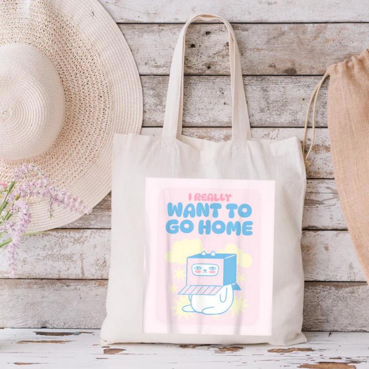 Fun Cute Introvert Cat Character Quote Men Women Canvas Tote Bag Fun Cute Introvert Cat Character Quote Men Women Canvas Tote Bag