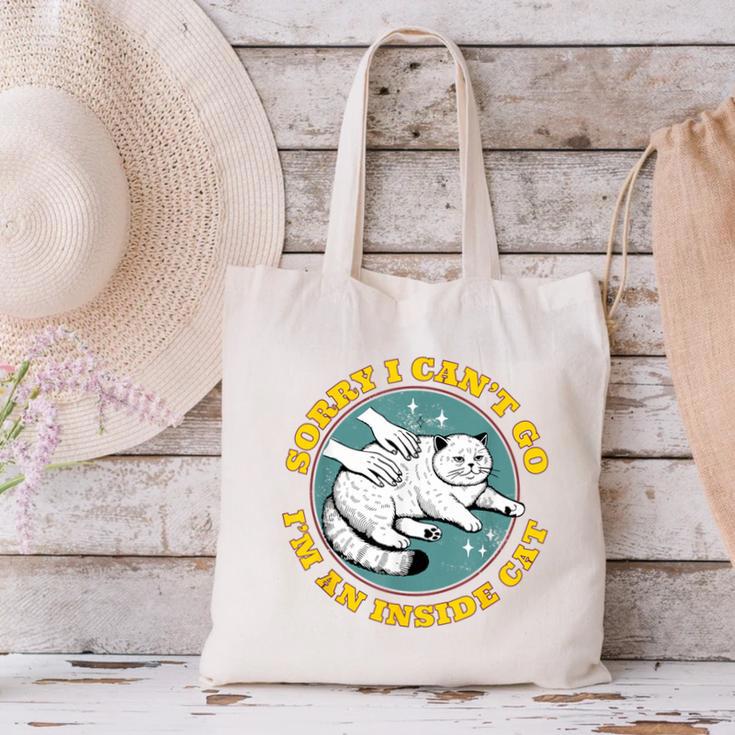 Funny Introvert Cat I Can't Go I'm An Inside Cat Homebody Canvas Tote Bag Funny Introvert Cat I Can't Go I'm An Inside Cat Homebody Canvas Tote Bag