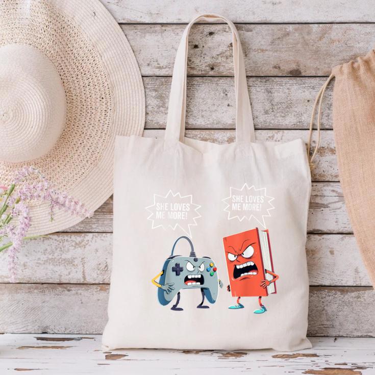 Gamer Book Lover Girl Women Bookworm Video Gaming Daughter Canvas Tote Bag
