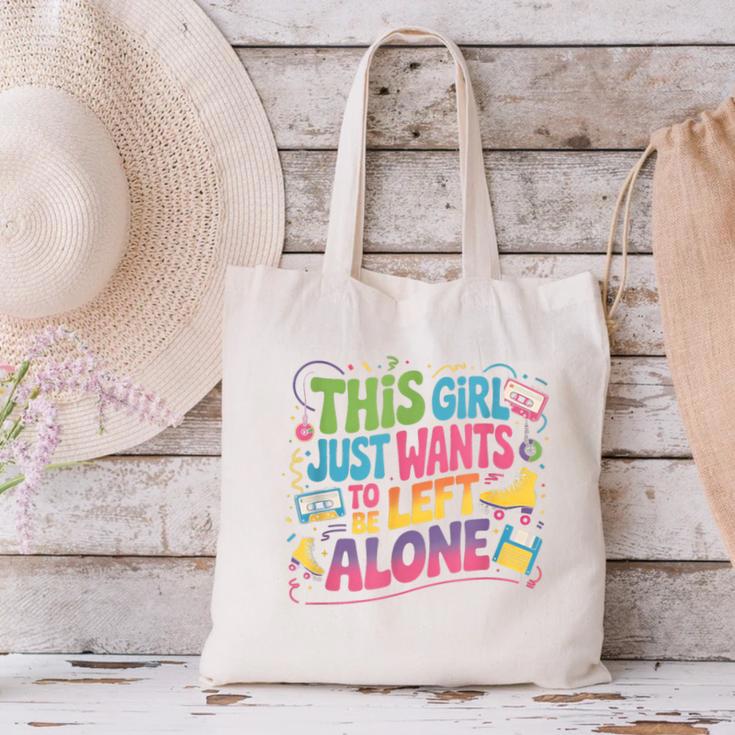 This Girl Just Wants To Be Left Alone Retro Nostalgia Canvas Tote Bag