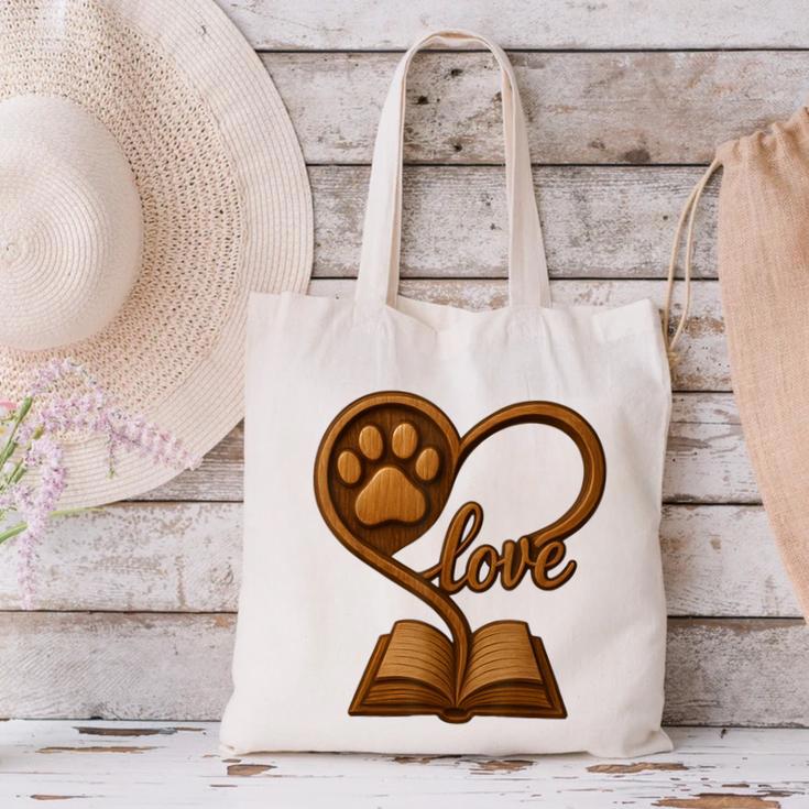 Girl Who Loves Dogs & Books Heart Dog Lover Reader Reeding Canvas Tote Bag Girl Who Loves Dogs & Books Heart Dog Lover Reader Reeding Canvas Tote Bag