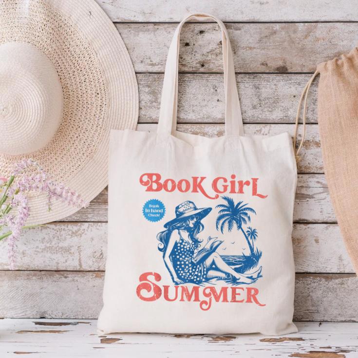 Girl Reading Book Summer Beach Vacation For Book Lover Canvas Tote Bag