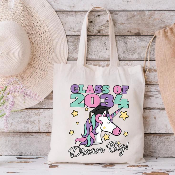 Girls Class Of 2034 Magical Unicorn Graduation Cap Canvas Tote Bag