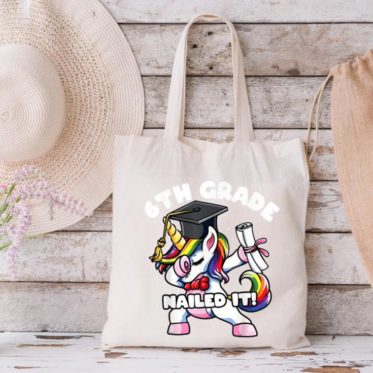 Girls Dabbing Unicorn 6th Sixth Grade Nailed It Graduation Canvas Tote Bag