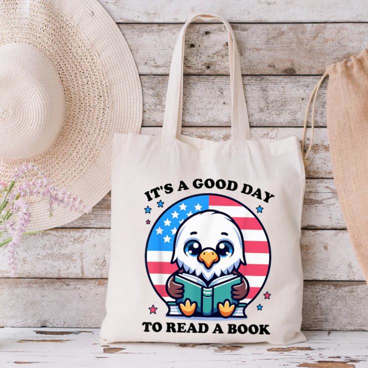 A Good Day To Read a Book Reading Eagle With American Flag Canvas Tote Bag A Good Day To Read a Book Reading Eagle With American Flag Canvas Tote Bag