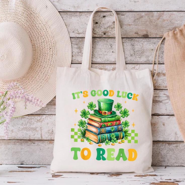 Goods Luck Read Librarian Book Patrick Days Shamrock Clover Canvas Tote Bag Goods Luck Read Librarian Book Patrick Days Shamrock Clover Canvas Tote Bag