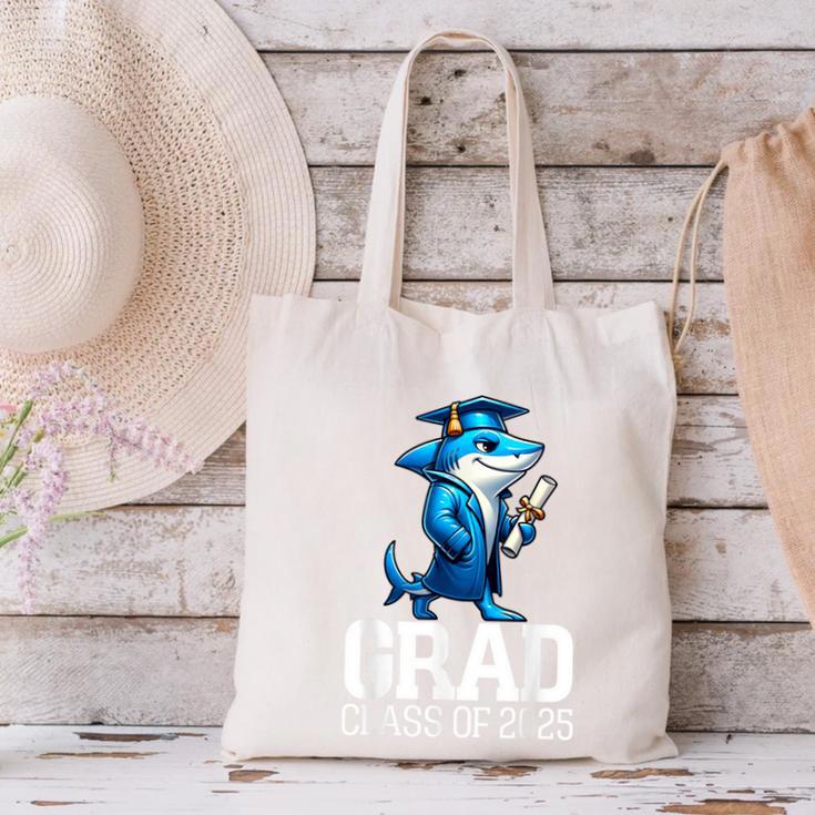 Grad Class Of 2025 Boys Shark Graduation Graduated Canvas Tote Bag