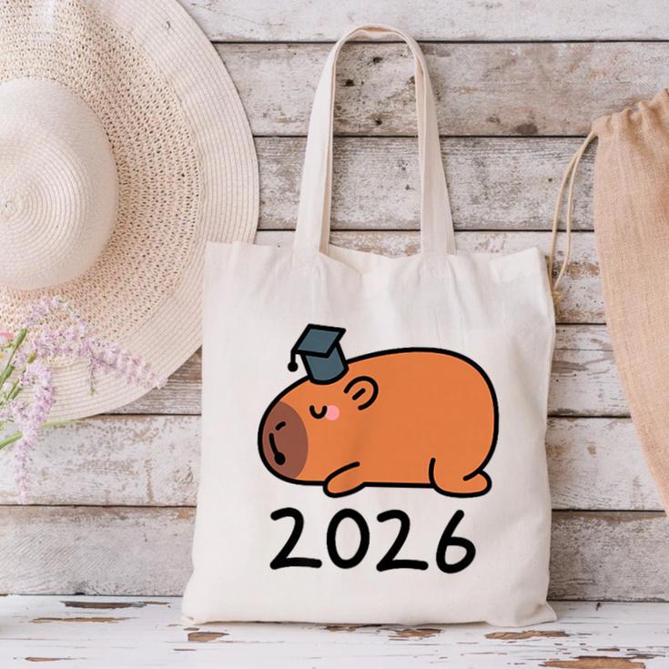 Grad Class Of 2026 Capybara Graduation Graduated Kids Canvas Tote Bag