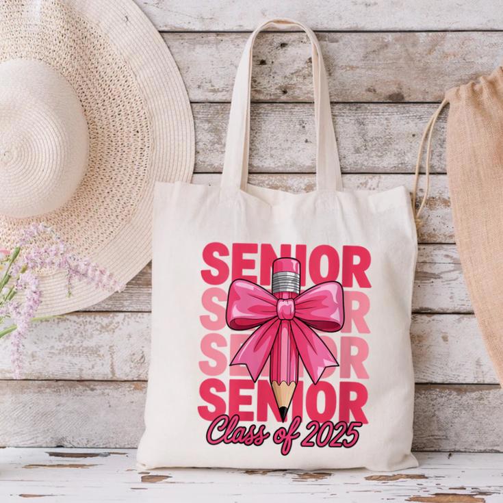 Graduate 2025 For Senior 2025 Graduation Coquette Pink Bow Canvas Tote Bag