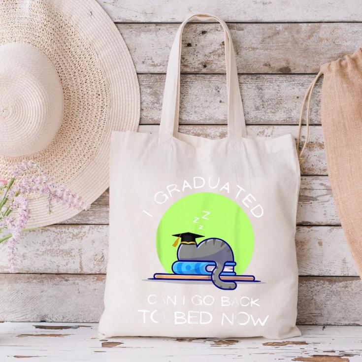 I Graduated Can I Go Back To Bed Now Cat Graduation For Men Women Girls Kids Canvas Tote Bag
