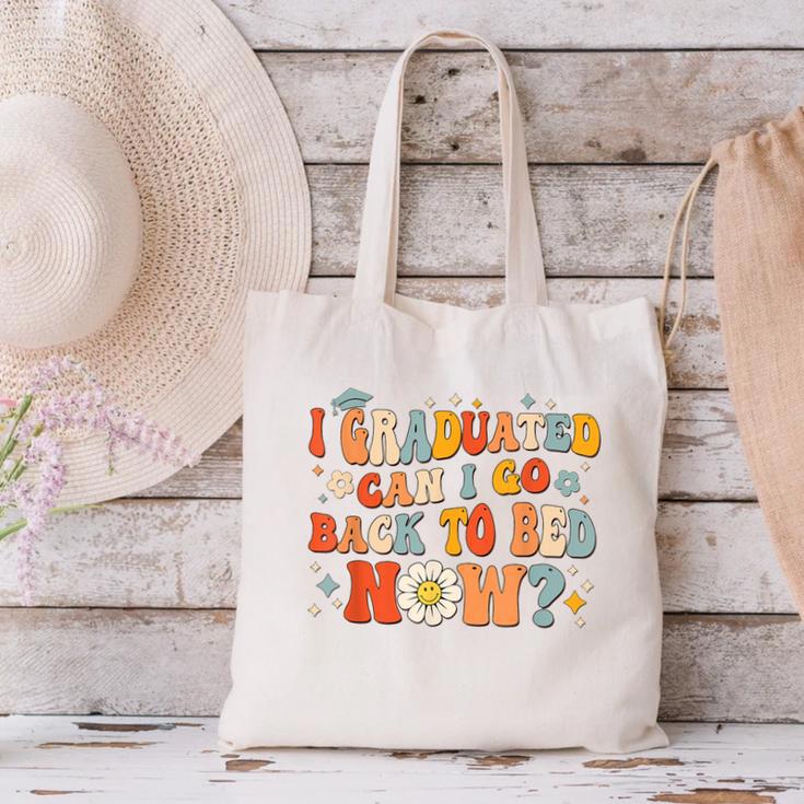 I Graduated Can I Go Back To Bed Now Graduation Groovy Canvas Tote Bag