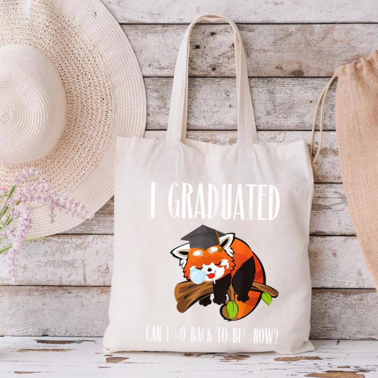 I Graduated Can I Go Back To Bed Sleepy Red Panda Graduation Canvas Tote Bag