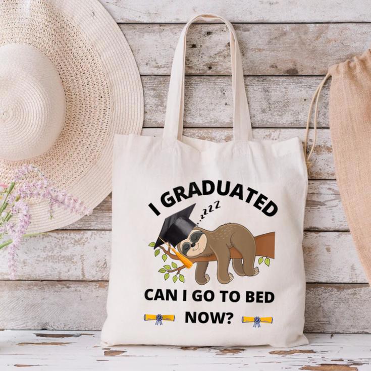 I Graduated Can I Go Back To Bed Sloth Graduation Cap Canvas Tote Bag
