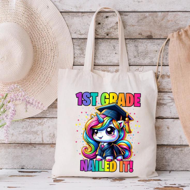 Graduation 1st Grade Unicorn Nailed It Girls Grad Magical Canvas Tote Bag
