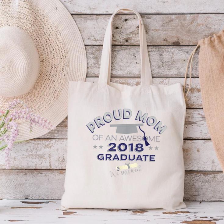 Graduation 2018 Tshirt Proud Mom Of Graduate We Survived Canvas Tote Bag