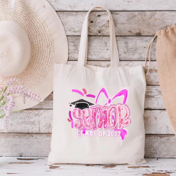 Graduation 2027 Senior 2027 Class Of 2027 Coquette Pink Girl Canvas Tote Bag