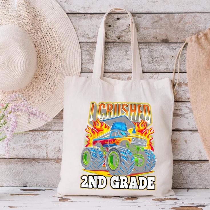 Graduation 2nd Grade Monster Truck Boys I Crushed Grad Canvas Tote Bag