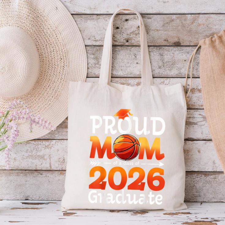 Graduation Basketball Retro Proud Mom Of A 2026 Graduate Canvas Tote Bag