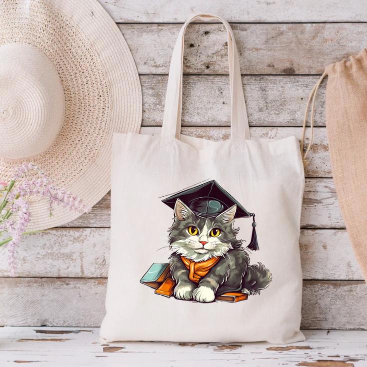Graduation Cat Graduation Present For Graduate Grad Canvas Tote Bag