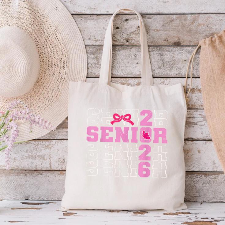 Graduation Class Of 2026 Senior 2026 Pink Bow Coquette Canvas Tote Bag