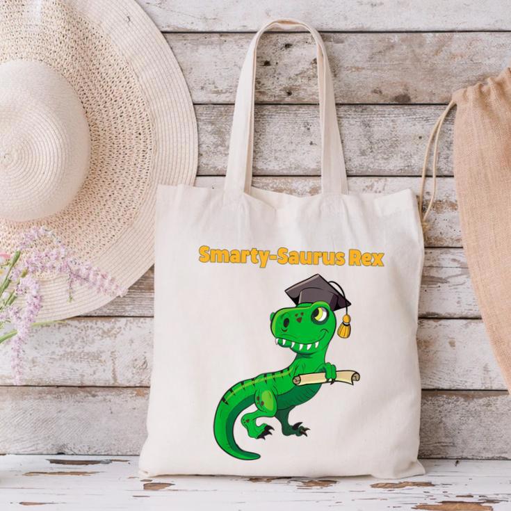 Graduation Dinosaur Smarty Saurus Rex Diploma Dinosaur Canvas Tote Bag