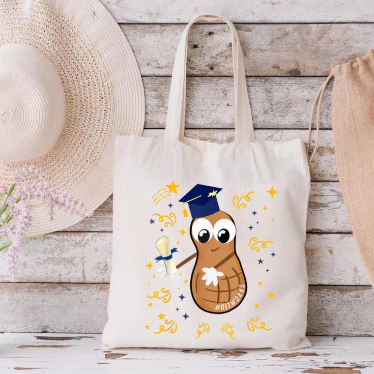 Graduation Flossing Peanut OIT Canvas Tote Bag