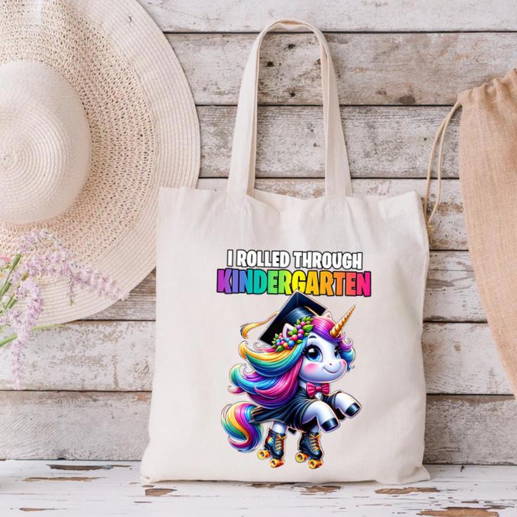 Graduation Kindergarten Unicorn Roller Skate Girls Grad Canvas Tote Bag