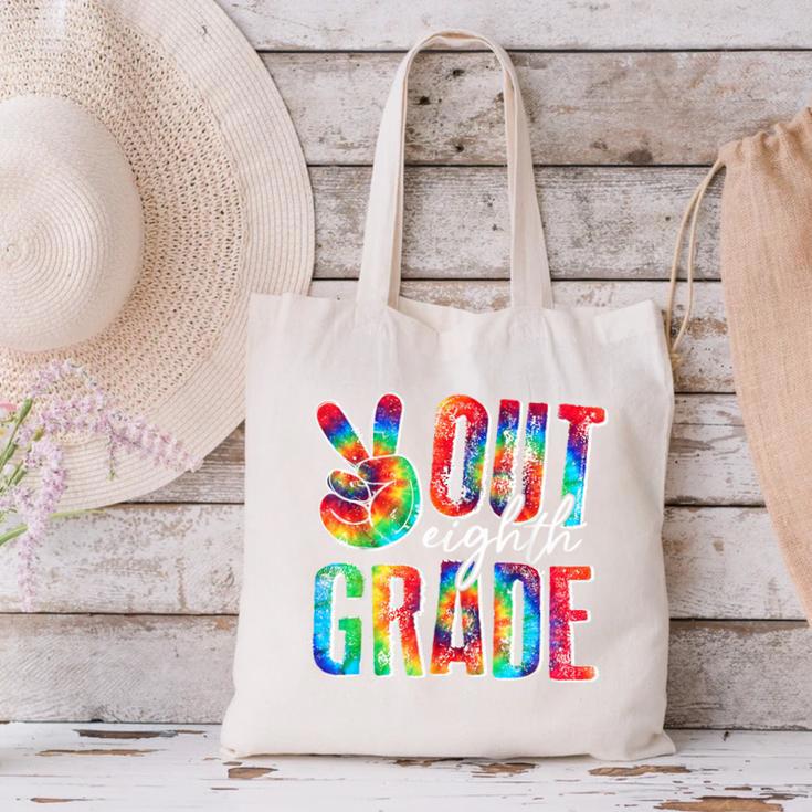Graduation Peace Sign Out Eighth Grade Tie Dye Hippie Canvas Tote Bag