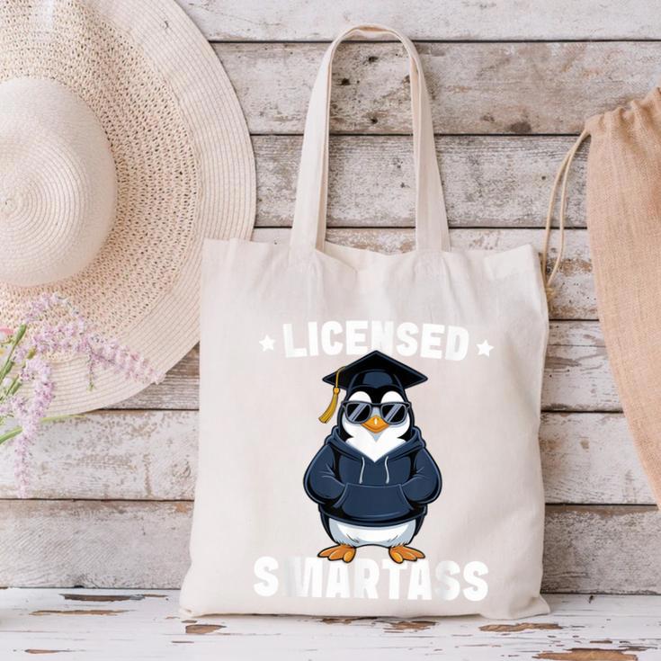 Graduation Penguin Licensed Smartass Graduate Canvas Tote Bag
