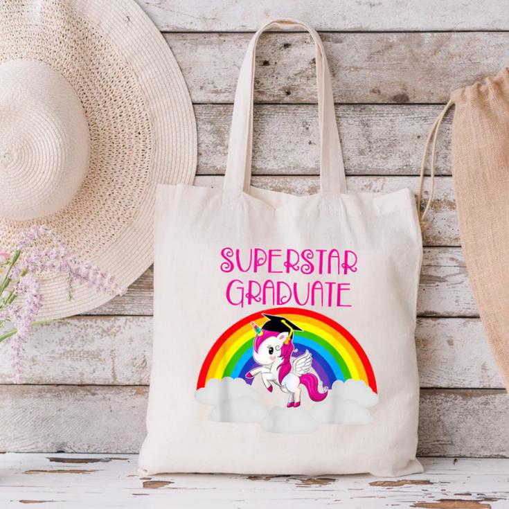 Graduation Unicorn Superstar Magical Colorful Rainbow Tshirt Canvas Tote Bag