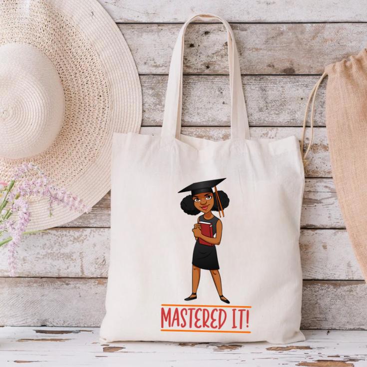 Graduation Woman Tshirt Black Melanin Masters Degree Canvas Tote Bag