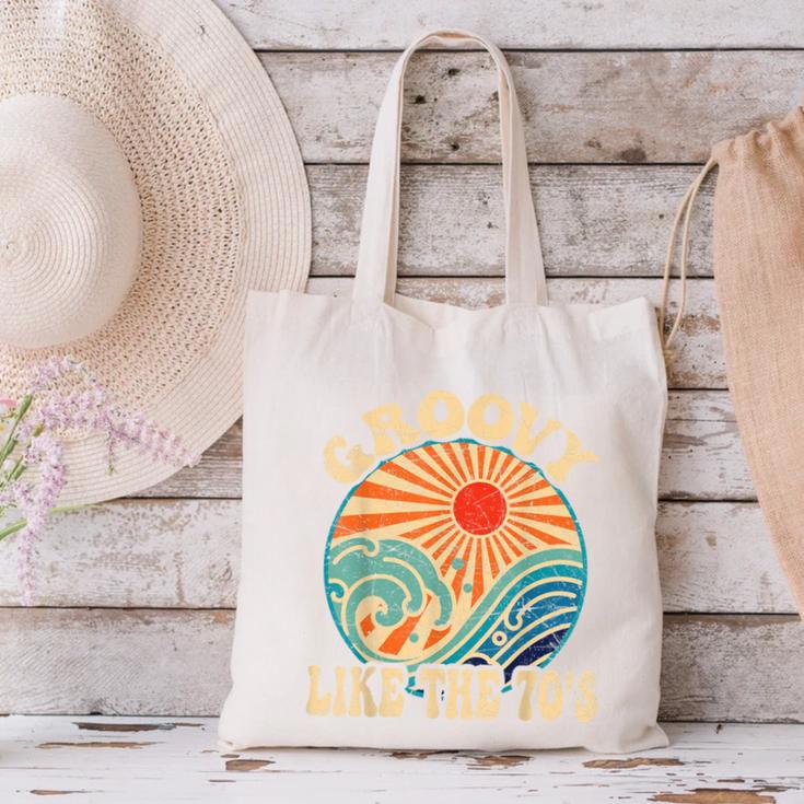 Groovy Like The 70s Aesthetic Nostalgia 1970's Retro Canvas Tote Bag