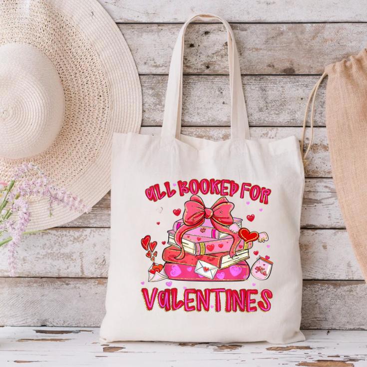 Groovy All Booked For Valentines Books Pink Coquette Bow Canvas Tote Bag