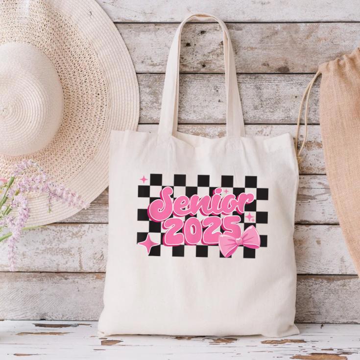 Groovy Senior Class Of 2026 Coquette Pink Bow Graduation Canvas Tote Bag