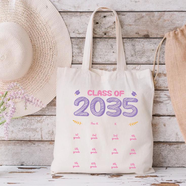 Grow With Me Graduation First Day Of School Class Of 2035 Canvas Tote Bag