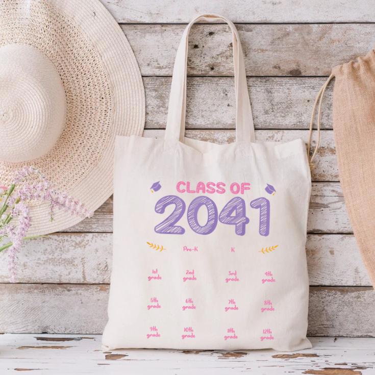 Grow With Me Graduation First Day Of School Class Of 2041 Canvas Tote Bag