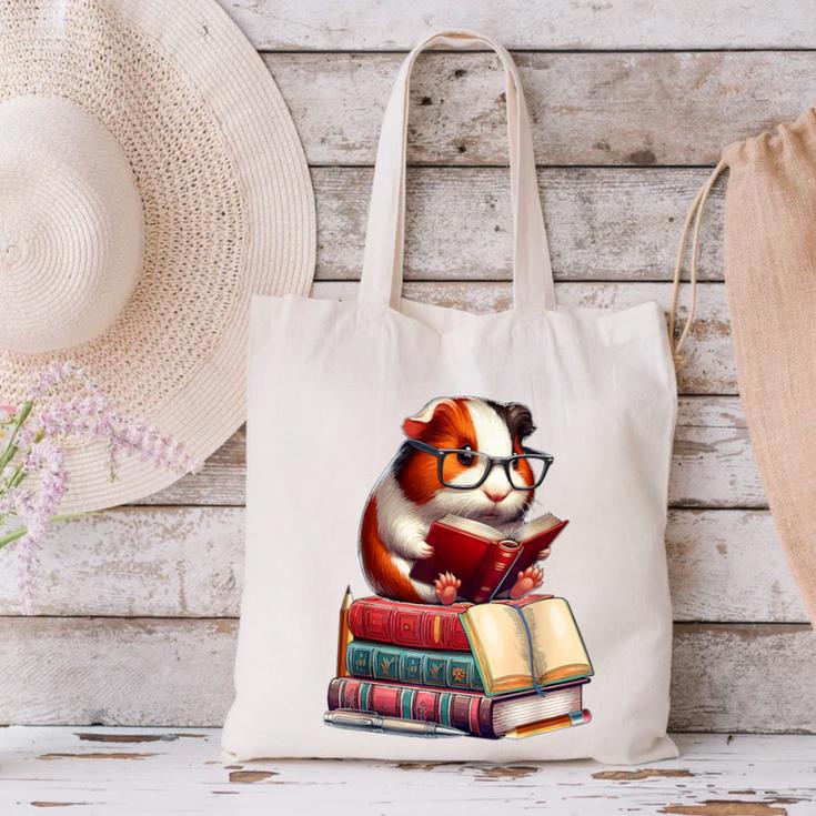 Guinea Pig Reading Books Matching Bookworm Readers Librarian Canvas Tote Bag Guinea Pig Reading Books Matching Bookworm Readers Librarian Canvas Tote Bag