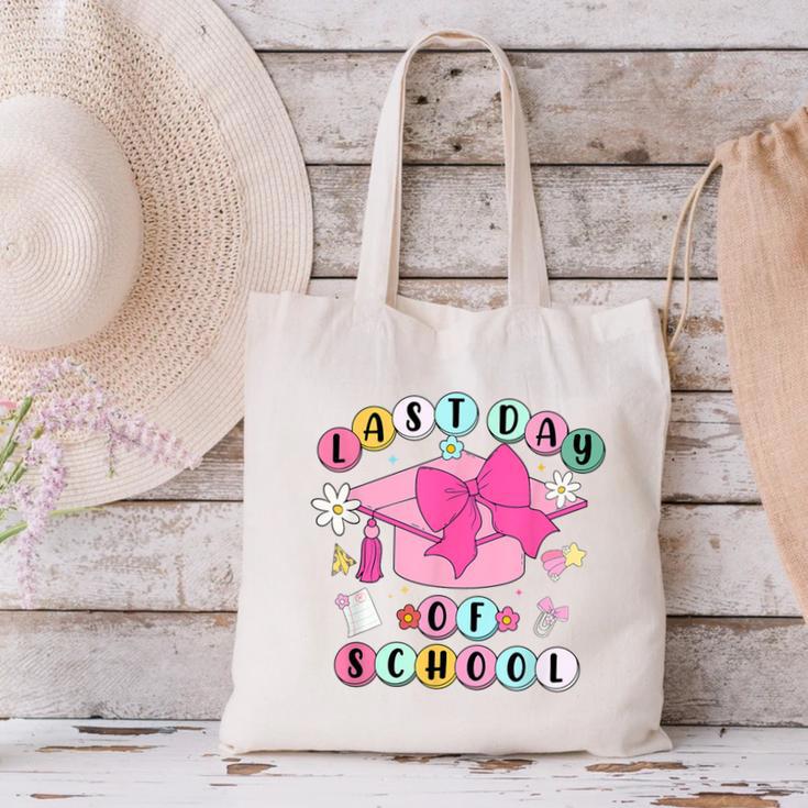 Happy Last Day Of School Coquette Bow Graduation Girls Kids Canvas Tote Bag