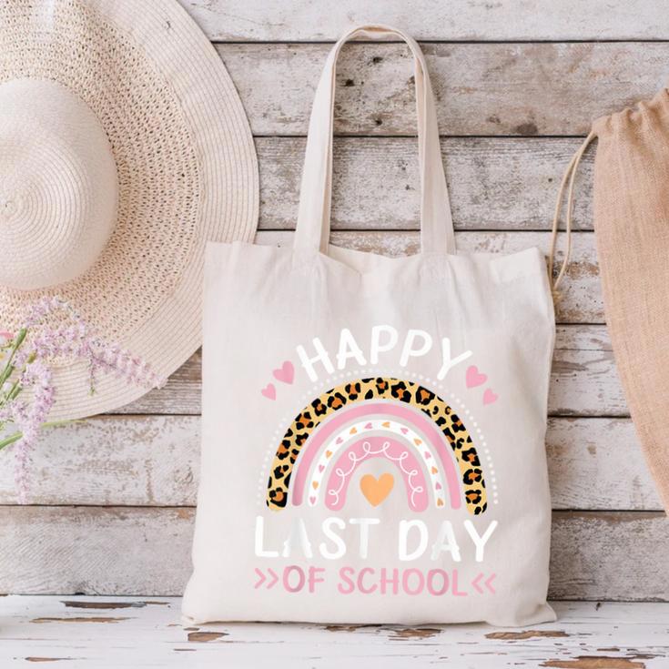 HAPPY LAST OF DAY SCHOOL Rainbow Teacher Student Graduation Men Women Girls Kids Canvas Tote Bag
